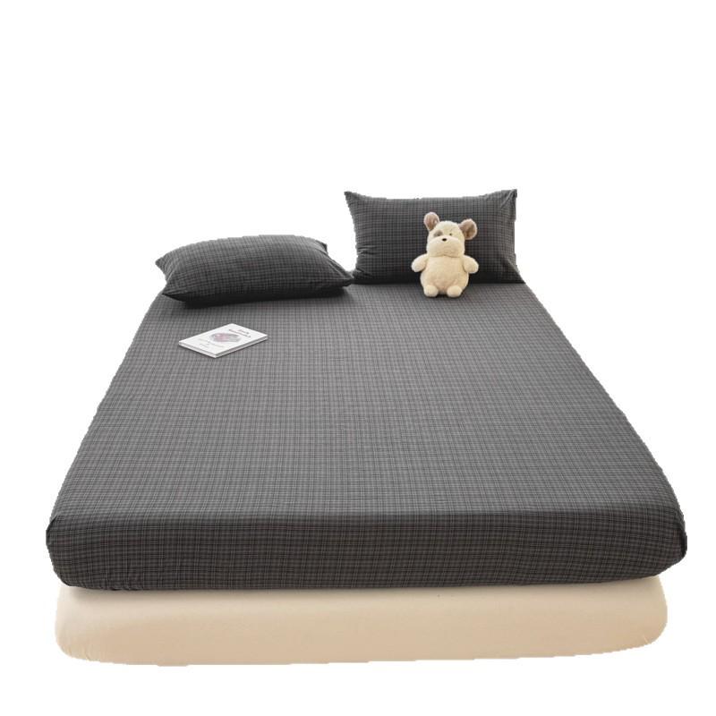 Pure Cotton Yarn-Dyed Washed Fitted Sheet: Non-Slip, Dustproof, Skin-Friendly Mattress Protector 3-Piece Set.