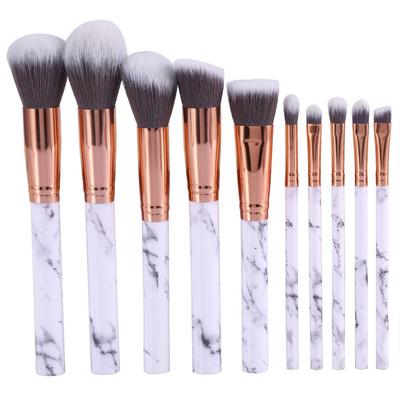 10 Stück professionelles Make-up Pinselset Werkzeuge Puder Foundation Lidschatten Lippen Eyeliner Rouge Marmor Gesichts-Make-up Pinsel