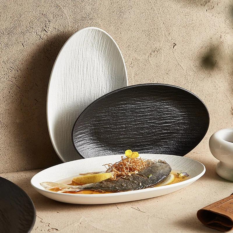 Hluboký talíř na ryby Domácí napařovací tác Mísa Lehký luxus Vysoce kvalitní nádobí Žáruvzdorný talíř