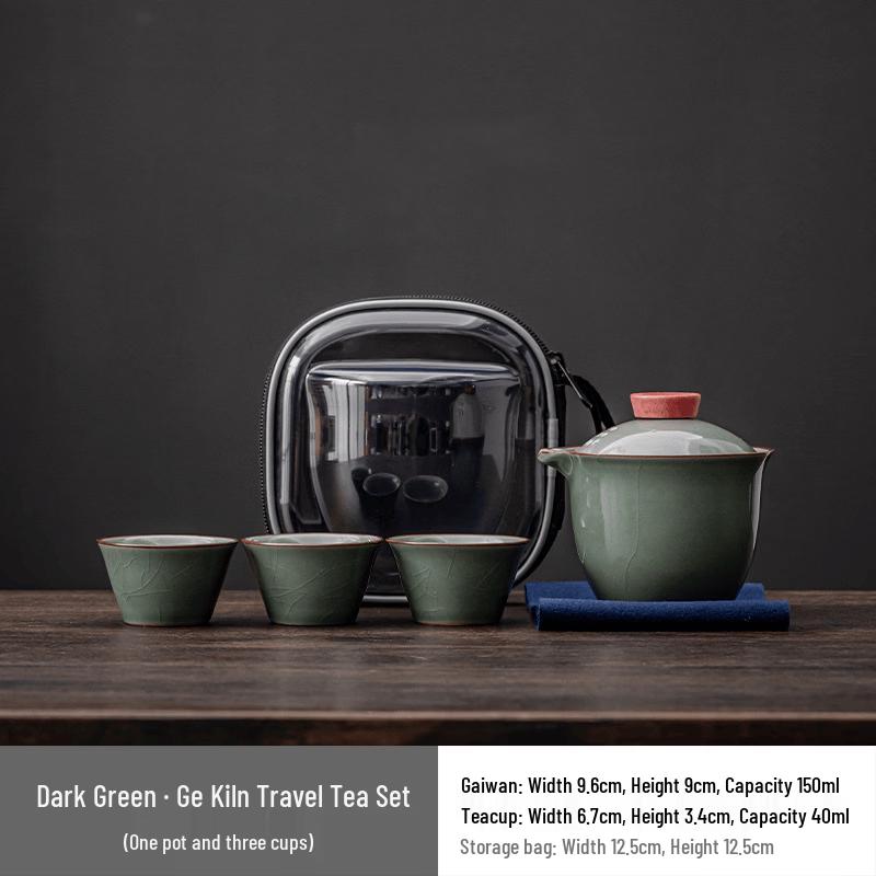 Ru Kiln Style Portable Ceramic Tea Set