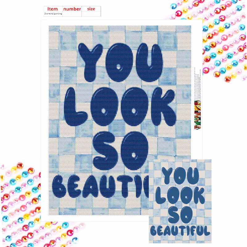 5D Diy Diamond You Look So Beautiful Embroidery Diamond Painting Embroidery Cross Stitch Embroidery Home Decor Round 20x30cm