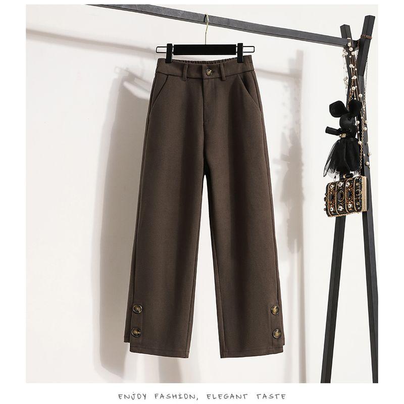 Amazon High Waist Woolen Pants Slim Looking Oversize Women's Clothing