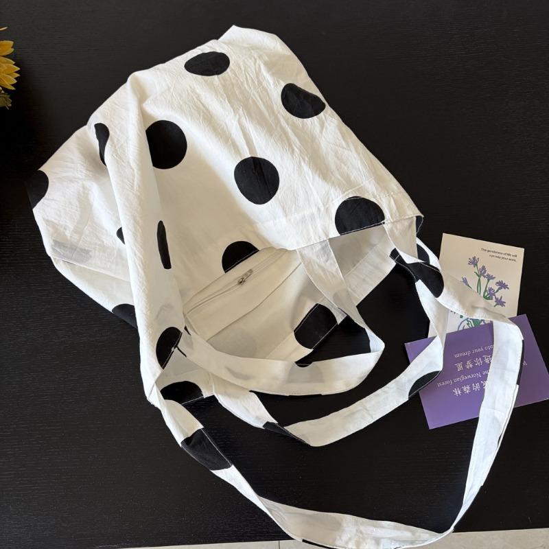 

Summer new French lazy wind large-capacity tote bag thin cotton soft cloth bag milk white large wave point multi-purpose messenger bag