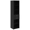 Highboard In Black Oak Look 45 X 42.5 X 185 Cm Engineered Wood