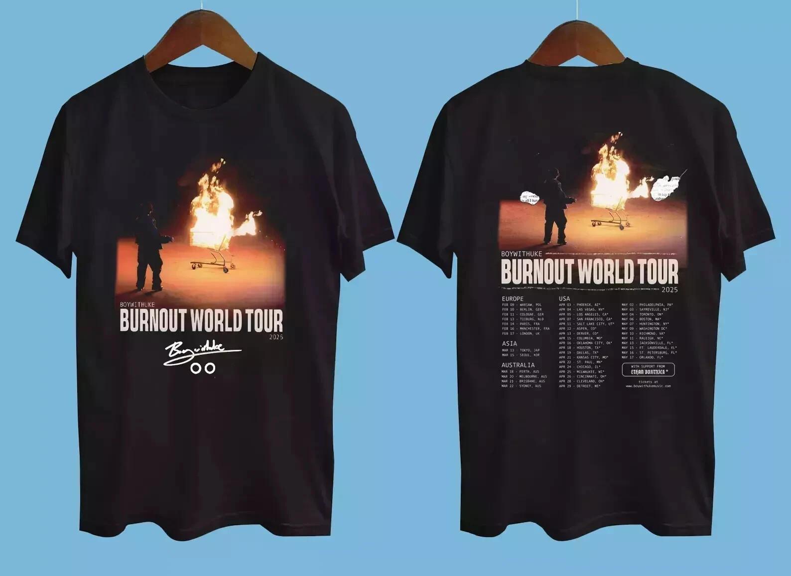 Boywithuke Burnout World Tour 2026 T-Shirt Black All Size Gift Fan Shirt S