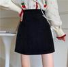 Korean Style High Waist Corduroy Midi & Short Skirt - Slimming A-Line Hip-Hugging for Petite, Autumn/Winter Hot Girl Fashion