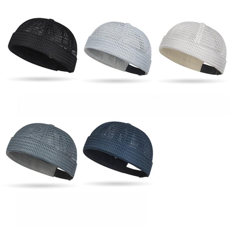 1Pcs Fashion Summer Adjustable Docker Beanies Hat Mesh Breathable Brimless Melon Skin Hat Outdoor Hip Hop Sailor Landlord Cap