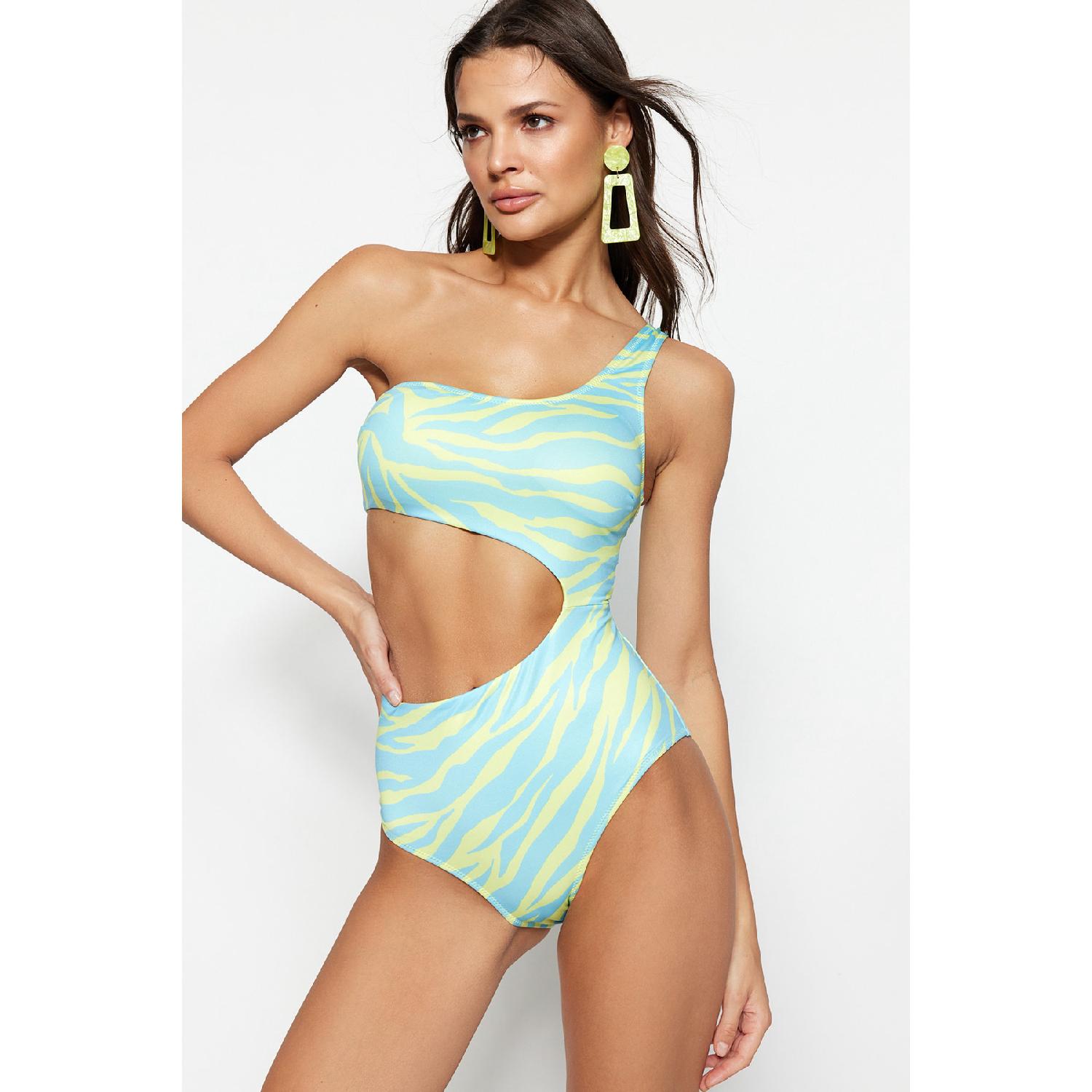 

Купальник с вырезами на одно плечо и окнами с абстрактным узором Tbess22ma0271 34 мятный