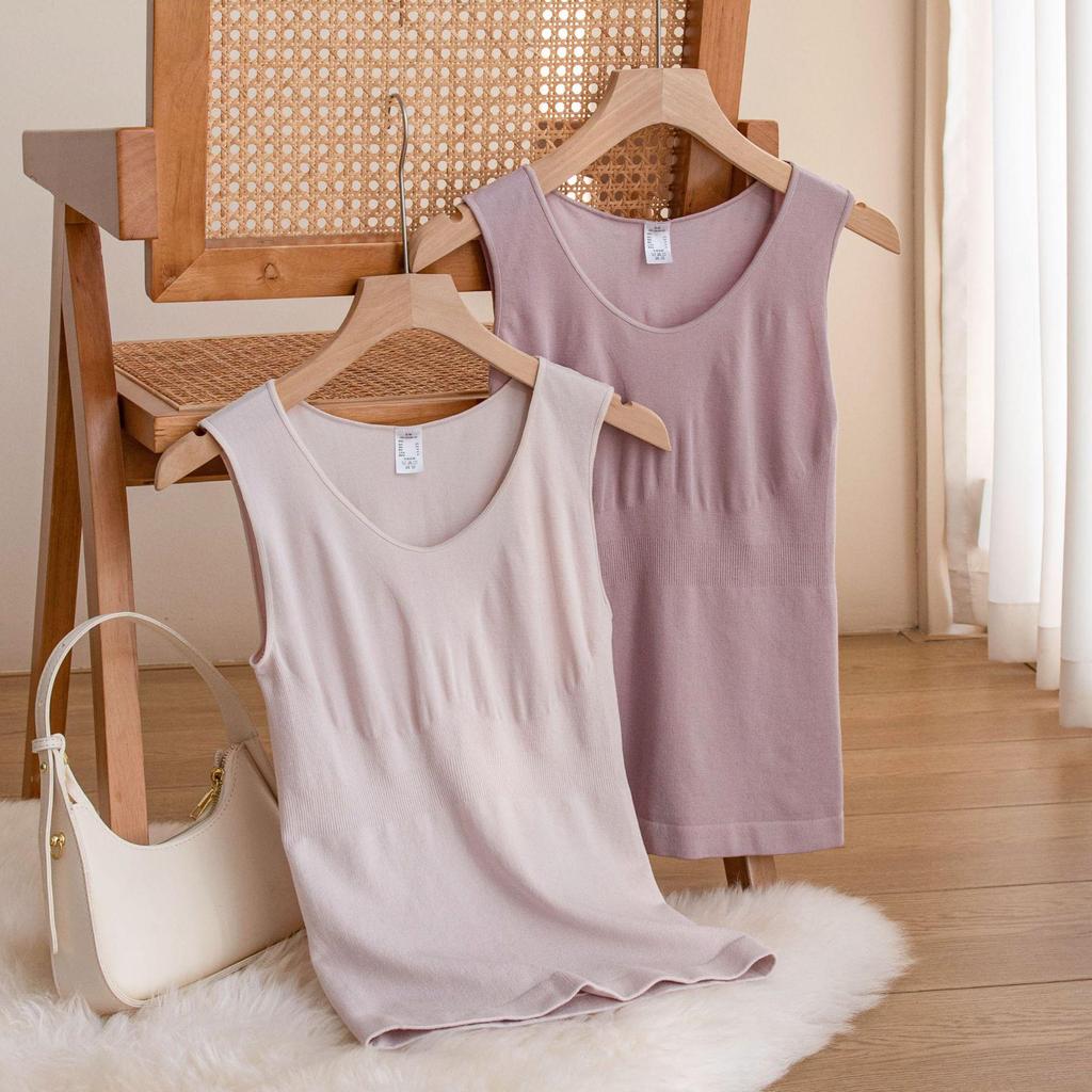 Silk Cashmere Blend Seamless Sleeveless Vest - Skin-Friendly, High-Elastic, Warm, with Beautiful Back Design