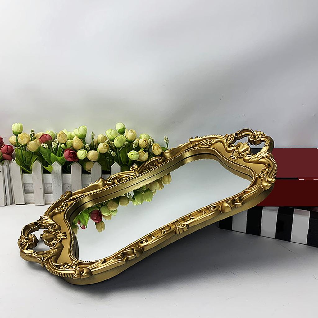 Makeup Serving Tray Decorative Mirror Tray Jewelry Food Holder Photography Props Gadget Bathroom Wedding Anniversary Accessories
