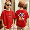 T-shirt Estiva Manica Corta Traspirante Casual Sportiva alla Moda Morbida con Cartone Animato Sonic per Bambini Ragazzi Ragazze