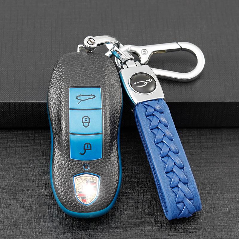 Porsche Compatible Key Case for Cayenne, Macan, Panamera, and 718 - Unisex Remote Keybag with Buckle