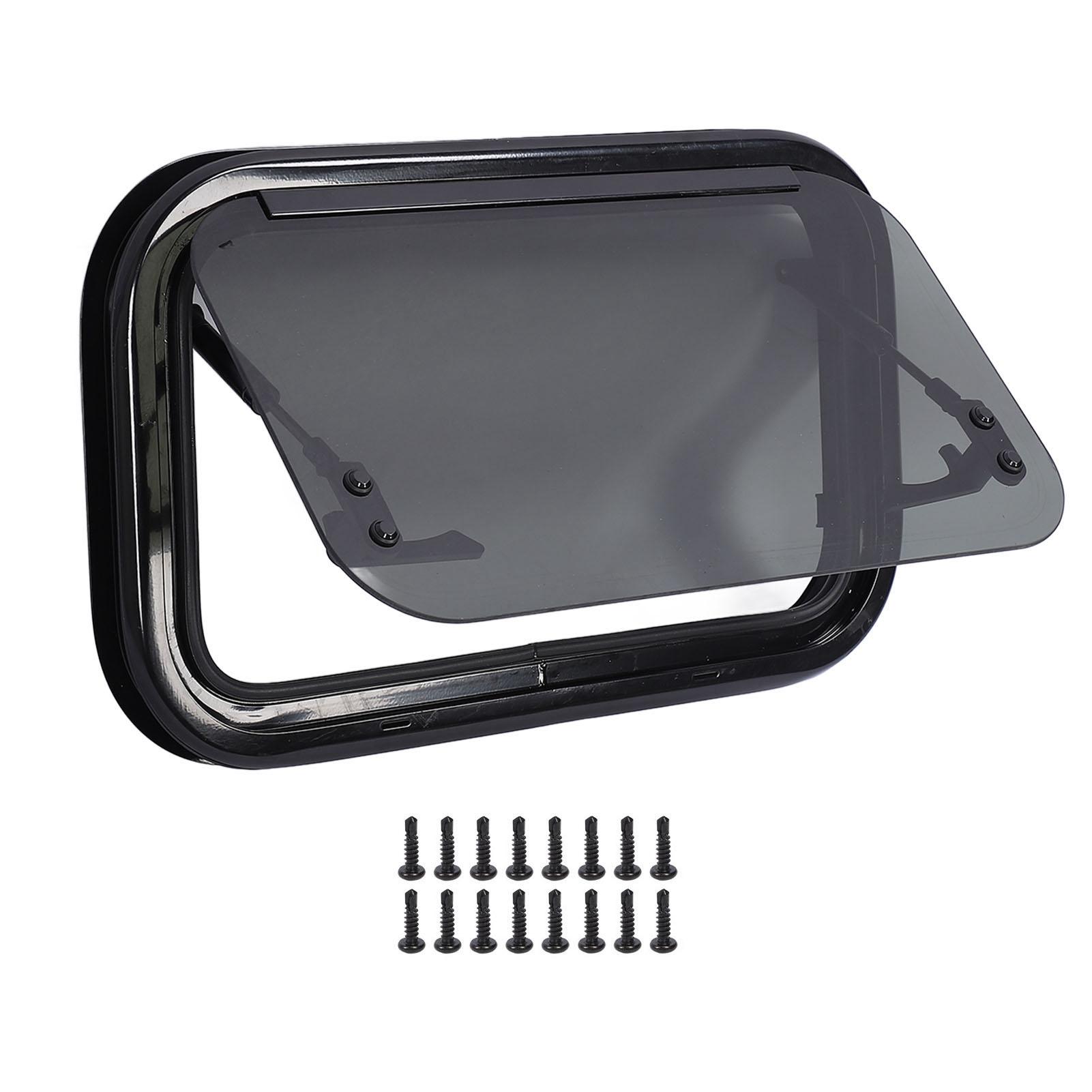 

20 X 12 Inch RV Push Out Window with Hydraulic Support Rod Fixing Frame Rainproof Rounded Corner for Campervan чорний