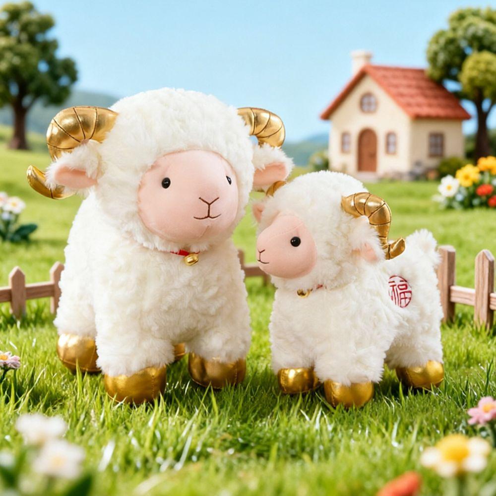 Soft Plump Design Sheep Plush Toy Curly Hair Goat Doll Zodiac Sheep Plush New Year Celebration