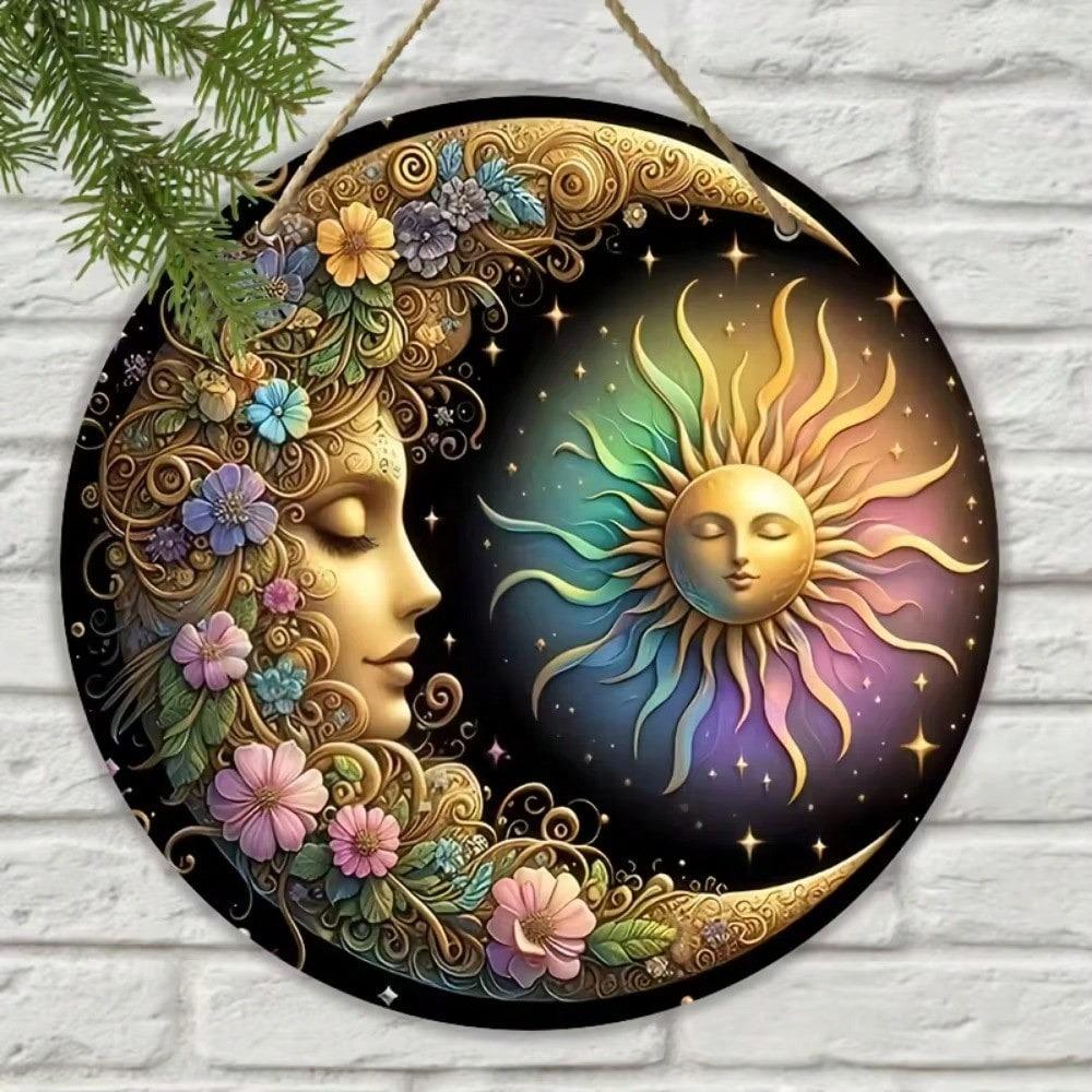 Metal Mandala Wall Art Sun Moon Floral Decor for Home