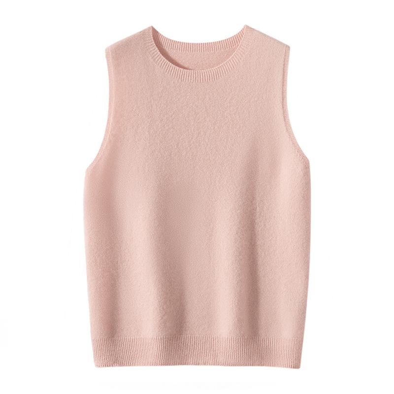 Women's 100% Cashmere Sleeveless Knit Camisole - Round Neck Base Layer Sweater.