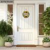 Encantador Letrero de Bienvenida de Madera con Patrón de Girasol - Decoración de Pared Rústica con Fondo Ajedrezado, Diseño Floral Vibrante para Decoración de Puerta Principal