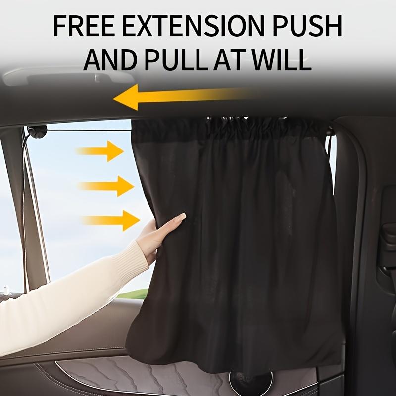2Pcs Black Polyester Car Sunshade - UV-Resistant, Heat-Insulating Window Shade with Suction Cups for Easy Sliding Privacy Blinds