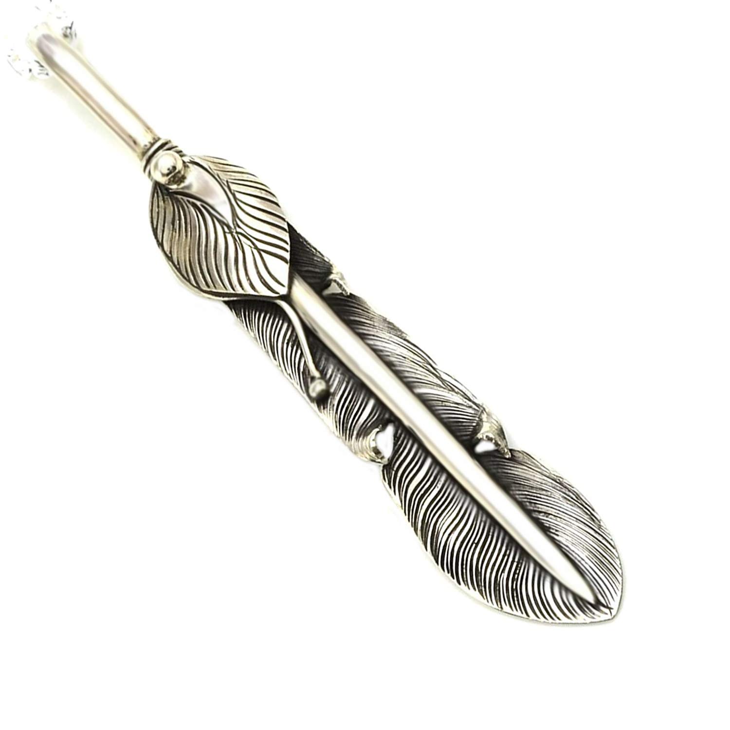 [STERLING SILVER 925] Feather Silver Necklace Pendant Chain AMTHANE-005