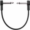 Audiophile Patch Cable, 6.35mm, Flat Cable with Right Angle Connectors On Both Ends, for Connecting To Effects Pedals, Black, Approx. 20cm