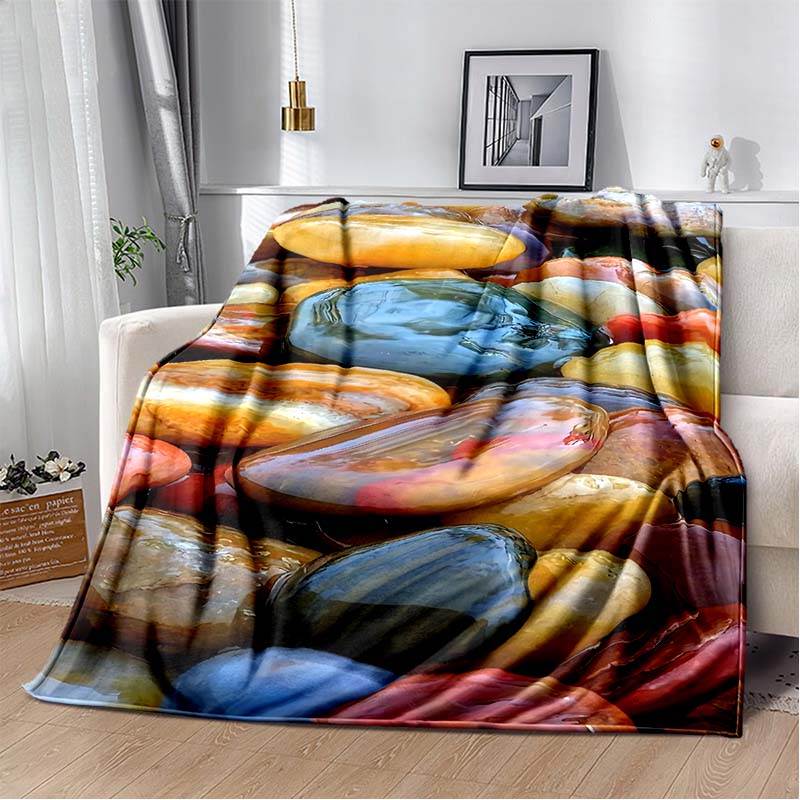 3D Fashion Wave Pebble Starfish Cartoon Flannel Blanket Sofa Bed Bedroom Warm Portable Exquisite Extra Large Warm Blanket Gift