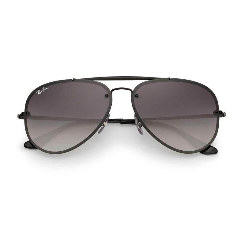 RayBan Letter Logo Stainless Steel Bomber Sunglasses Unisex Couple Black