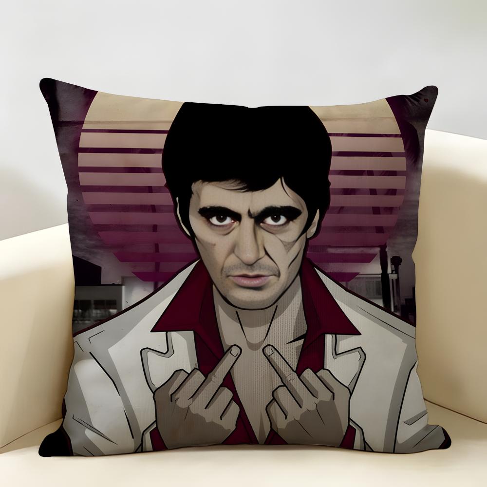 Classic Movie SScarface Cushion Cover Natural Linen Organic Fabric DoubleSided Printing Room Sofa Decor Pillow Case