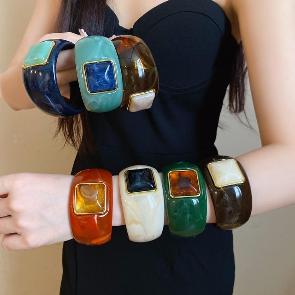 Bohemian Irregular Wide Bracelet Europe American Style Retro Hand Ring Unique Acrylic Bangle Girls