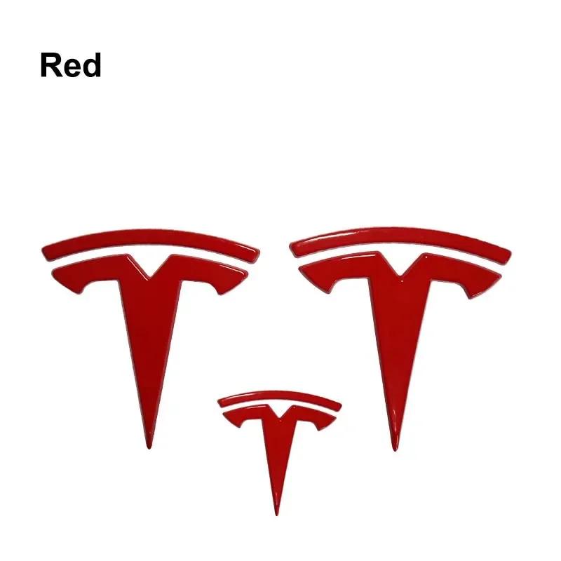 ZFX1 3pcs Car Front Rear Emblem Sticker Black for Tesla Model 3 Model Y Tail Box Auto Steering Wheel Decoration Modified Accessories