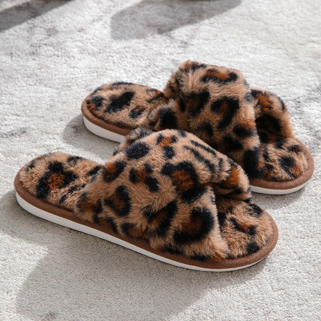 Pantofole Morbide a Fascia Incrociata in Peluche, Casa, Pelliccia, Per Donna, Punta Aperta, Suola Morbida, Scarpe da Casa Peluche, Donna, Inverno, Accoglienti, Calde, Pavimento Interno