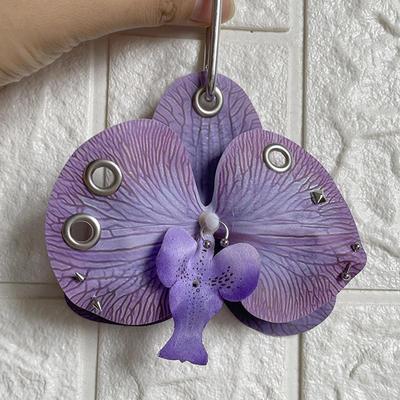 Porte-clés Orchidée Phalaenopsis Exquise Fleur de Simulation Pendentif de Sac Décoration de Sac à Dos Ornements Accessoires Cadeaux