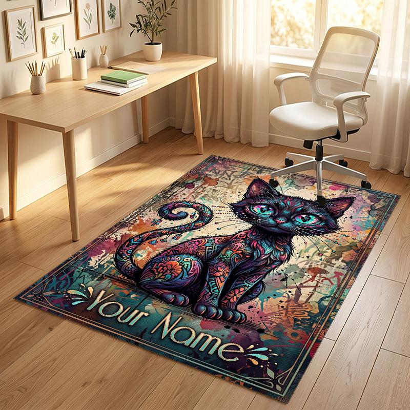 Coffee Theme Soft Crystal Velvet Rug Custom Name & Text Print Non Slip Floor Rug for Bedroom Living Room