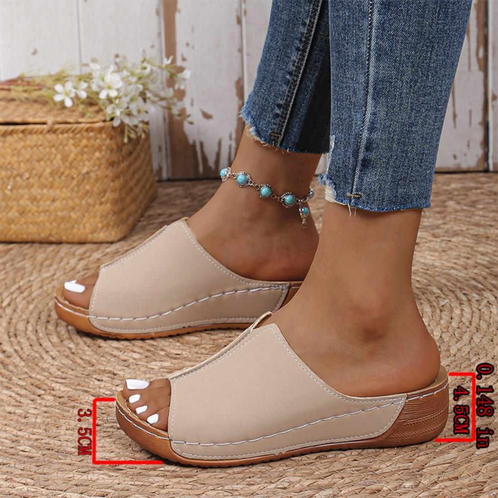 Women's Summer Slippers 2024 New Outdoor Thick Sole Mid Heel Slope Heel Anti slip Lightweight Casual Simple Women's Slippers