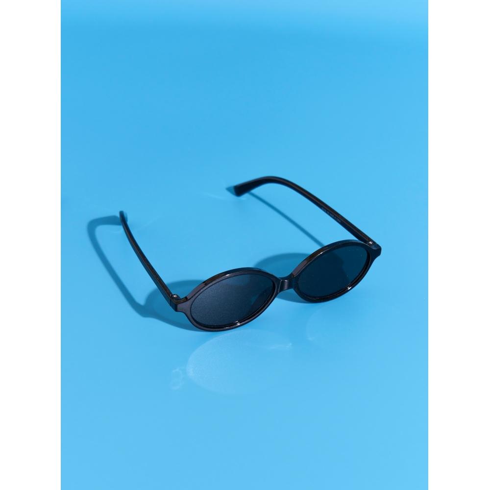 Daiso [uv Protection Up To 99 ] Chic Round Sunglasses Black