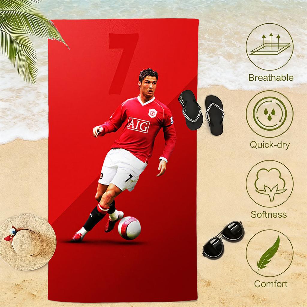 Fußballstar C-CR-O Strandtuch Schweiß- und Wasserabsorbierend Weich Bequem Fitnessstudio Sporttuch Schwimmbad Strandzubehör