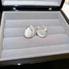 Minimalist design INS ice-through opal water drop stud earrings, ear buckles, exquisite and versatile double-sided wearing earrings temperament