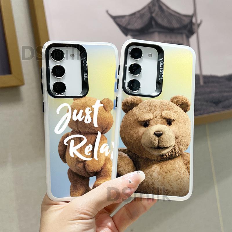 Husă pentru telefon mobil Samsung S24Plus cu design laser colorat - Compatibilă cu S23/S22/S21 - Cu Aurora White și design drăguț TD Bear.