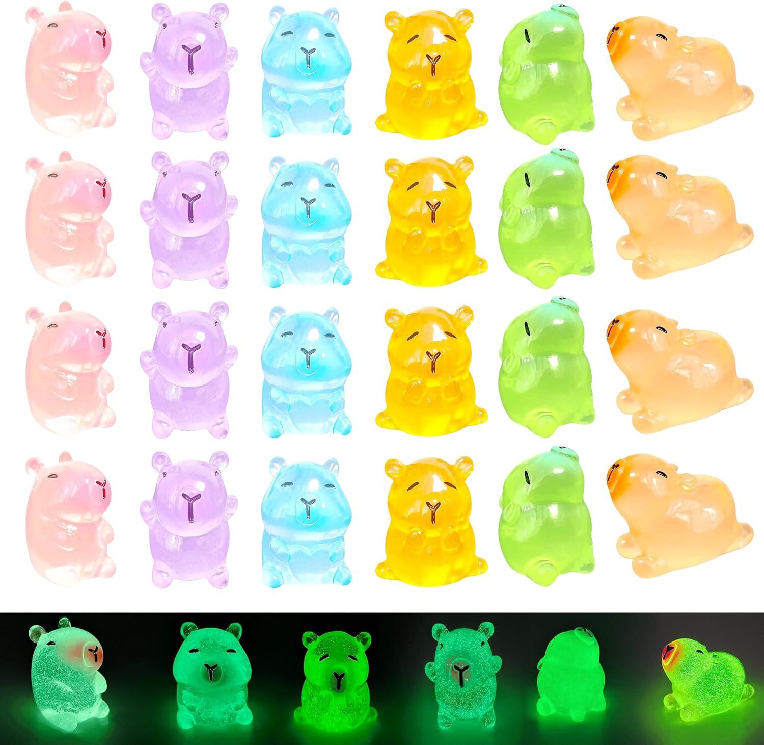 

10/20pcs Luminous Mini Capybara Glow in The Dark Tiny Figures Cute Animal Statues for DO-IT-YOURSELF Fairy Garden W12171WW-