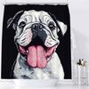1Pc Happy Puppy Shower Curtain With 12 Plastic Hooks - Polyester Fabric, Machine Washable, Cute Dog Design For Bathroom Decor