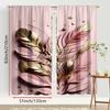 2PCS Pink Gold Feather Light Luxury Curtains   High End Emotional Festival   Bedroom and Living Room   Pull Up Pocket Style