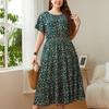 Robe grande taille pour femmes, col rond, imprimé, ample, grande balançoire, robes pour femmes