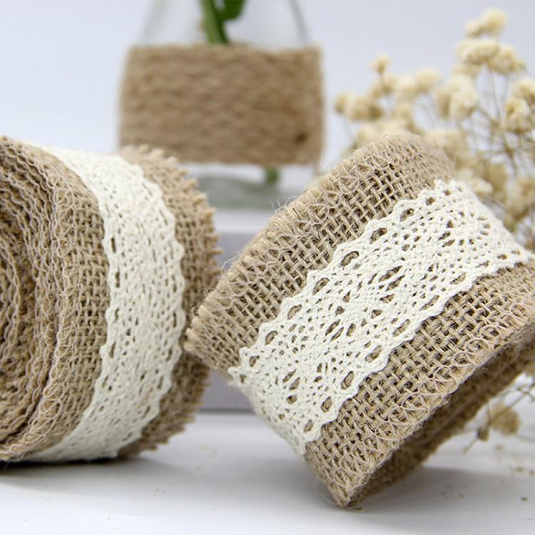 Burlap Lace Ribbon - 6CM Wide, 2M Long | Handmade Christmas Craft & Wedding Decoration