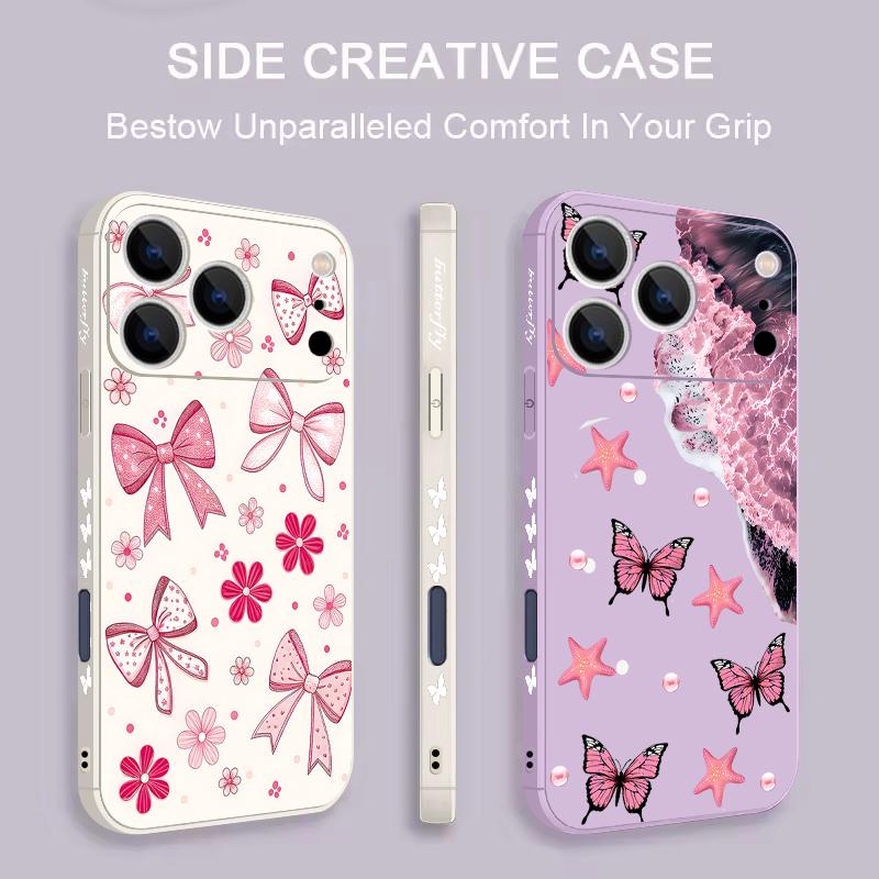Fantastic Butterfly Print Lanyard Case For iPhone 17 Pro Max Funda iPhone 16 15 14 13 Pro Max 11 16E 17E Soft Silicone Cover