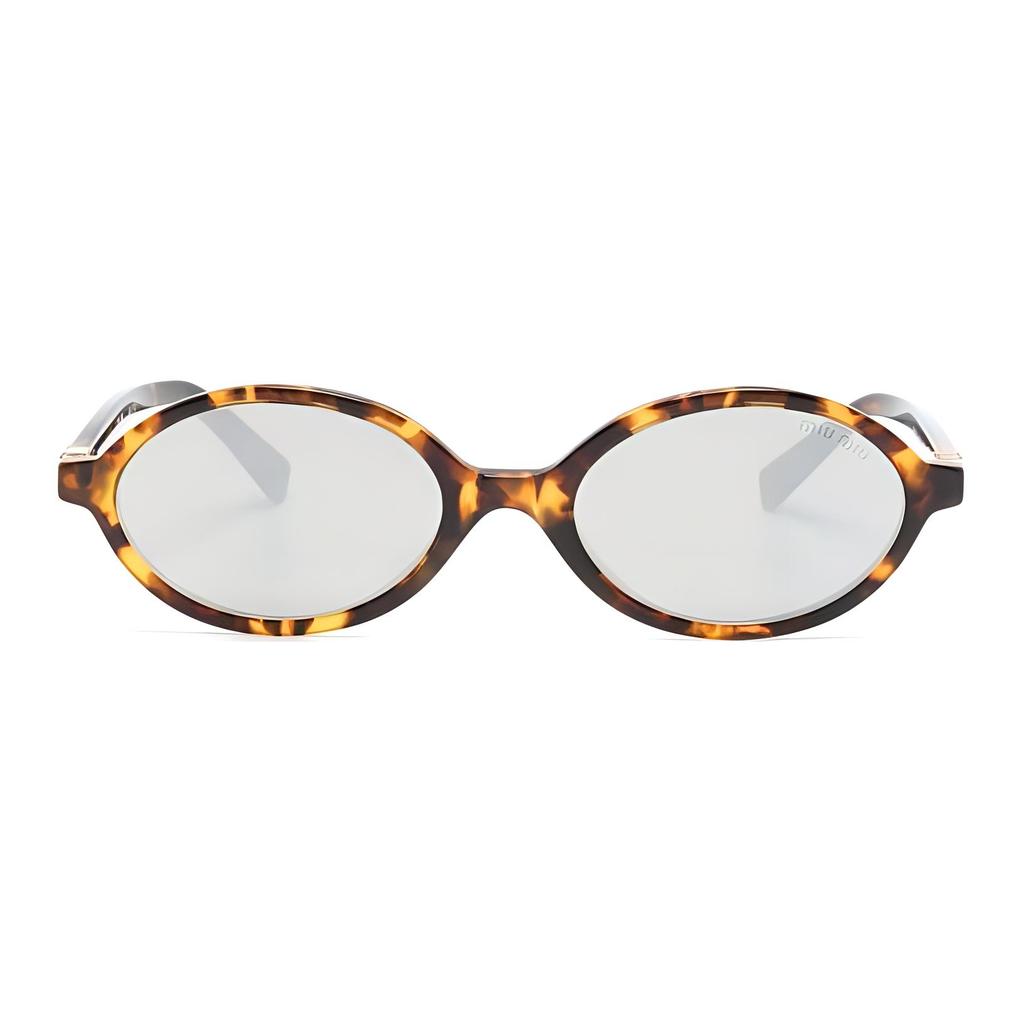 MIU MIU Regard Letter Logo Oval Sunglasses Women Sunglasses Tortoiseshell SMU04Z