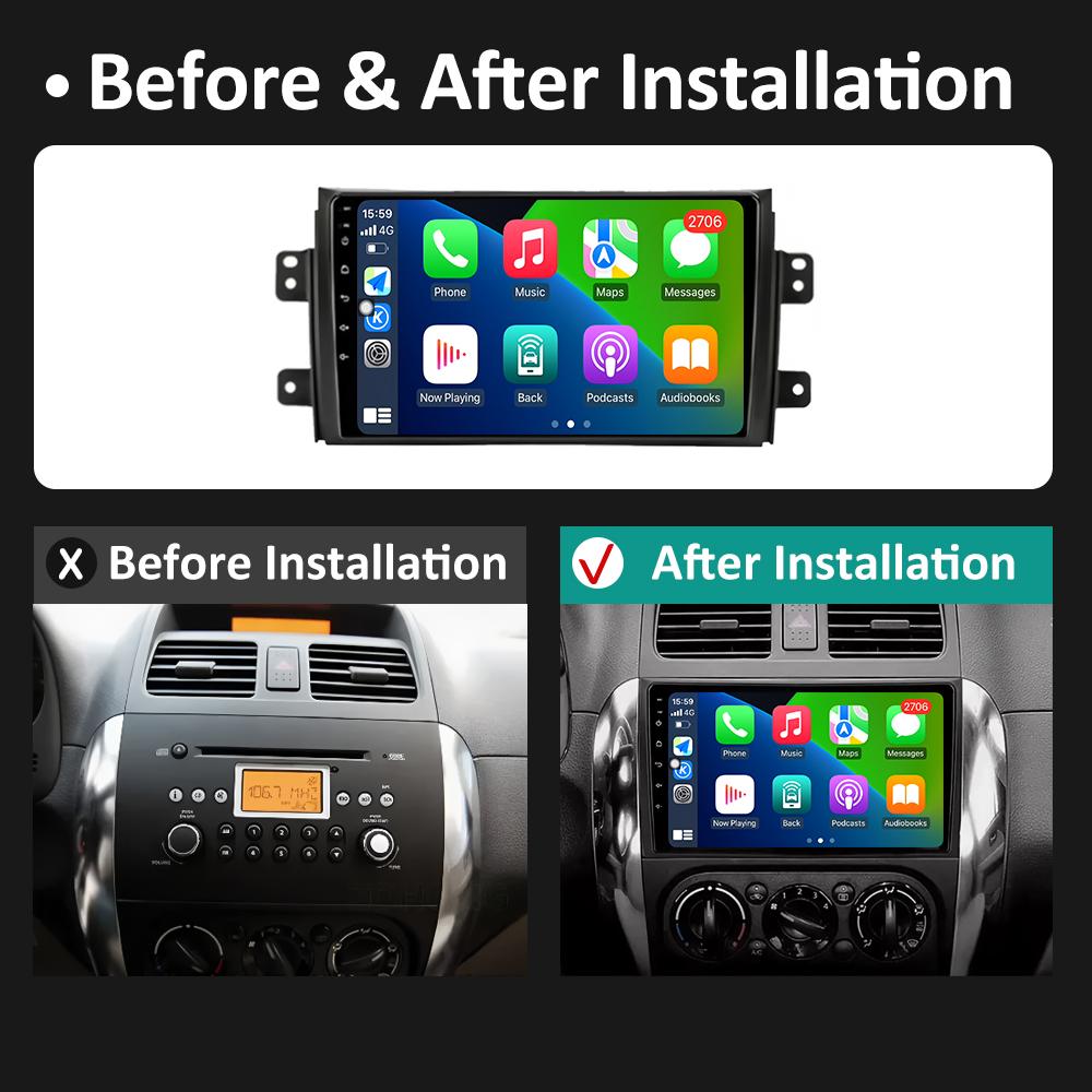 Wireless Carplay Android Intelligent System For Suzuki SX4 SX 4 2006 2007 2008 2009 - 2013 Bluetooth QLED IPS Screen Accessories