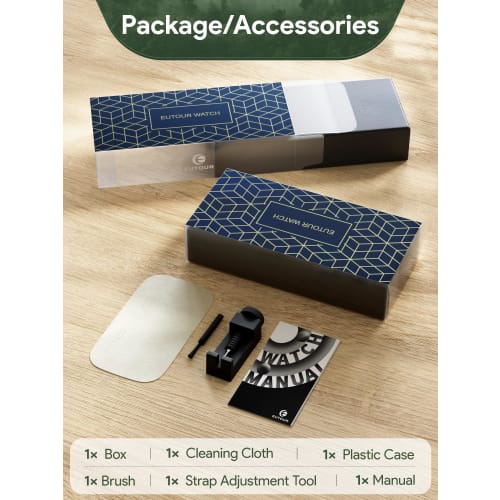 EUTOUR Men's Wooden Magnetic Watch with Ball Bearing Design, Minimalist Casual Quartz Movement, 40mm, Black Dial, Wooden Band