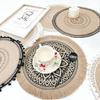 1PC Round Flower Print Table Placemat Nordic Style Non-slip Placemat Heat Insulation Furniture Decoration Mat Coffee Cup Mats LS