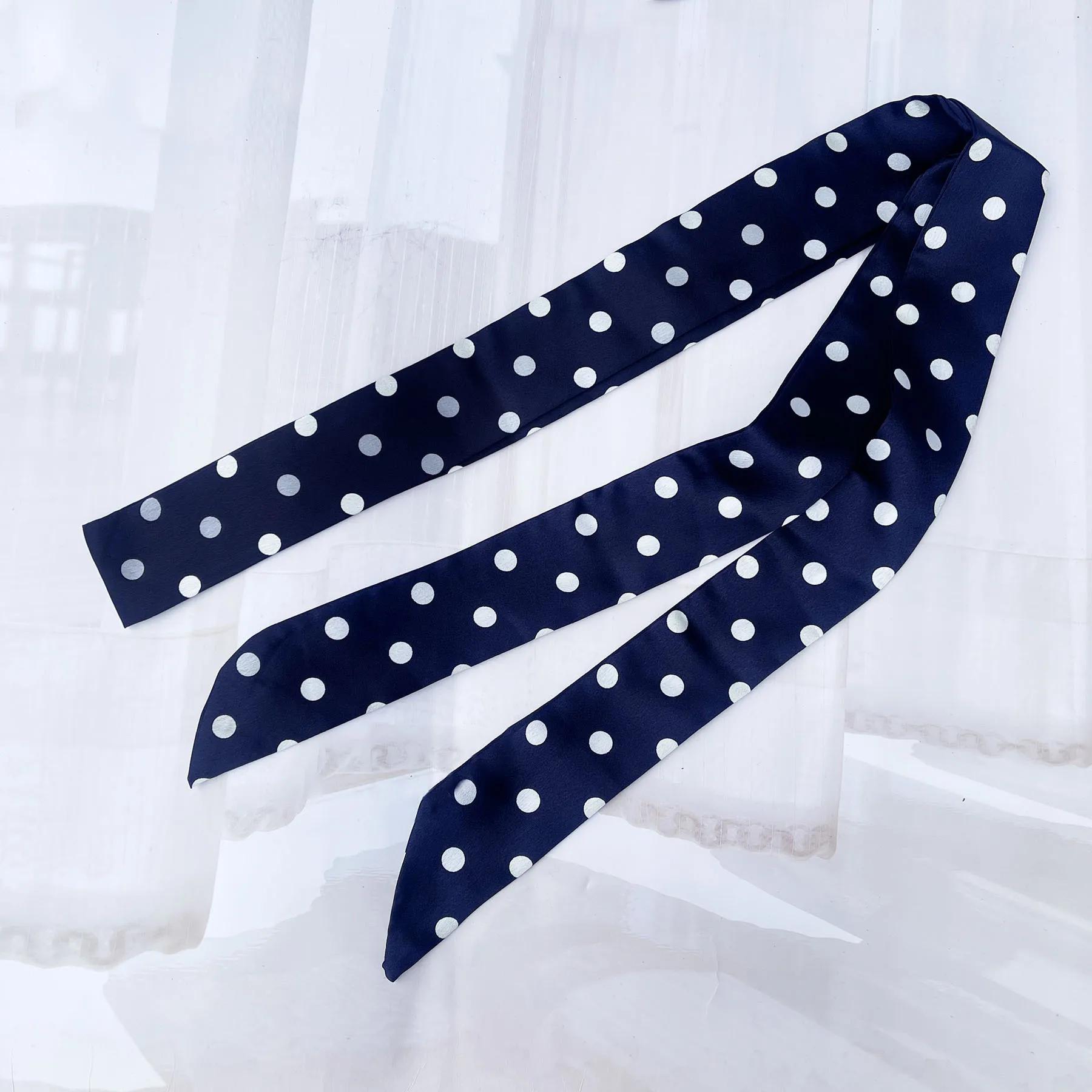 

1 шт. Модный шарф в горошек с принтом, тонкий шарф, повязка на голову, шейный платок в корейском стиле, длинные шарфы