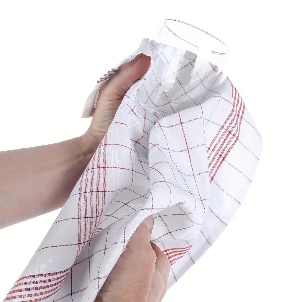 1/4/6pcs Classic Plaid Dish Towel Scouring Pad, Soft Large Size Kitchen Towel, Suitable for Bar and Kitchen Cleaning