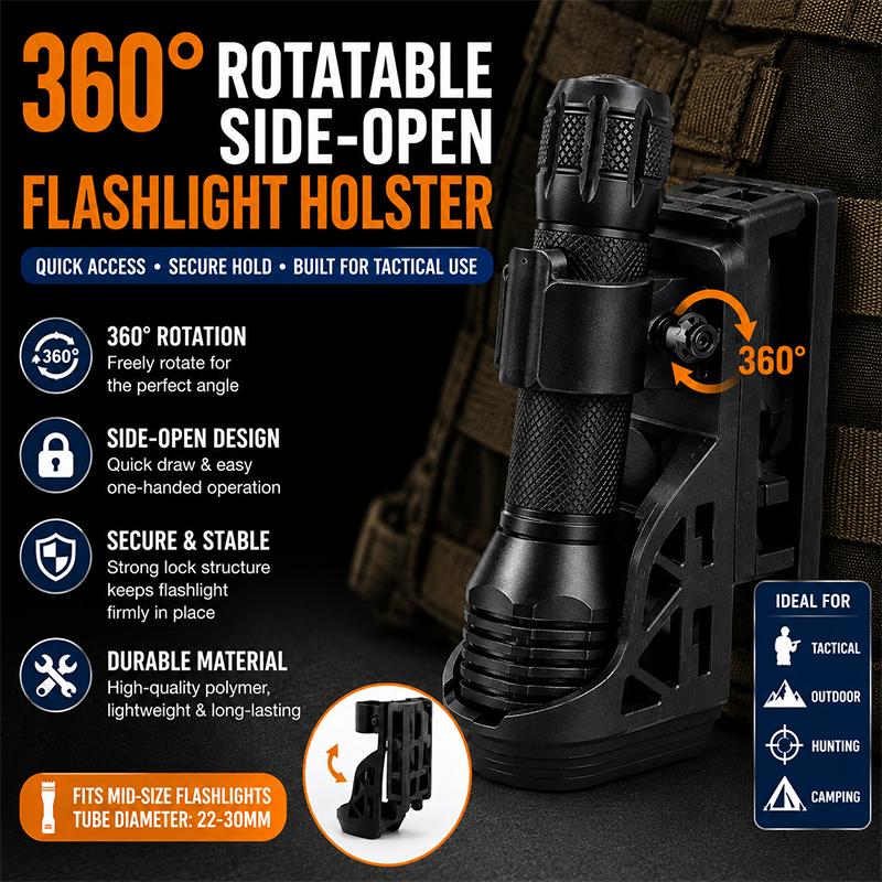1Pcs Flashlight With Lever Side Lock System Flashlight Holder For Belt 360° Rotatable For 2.5-3Cm Diameter Flashlight